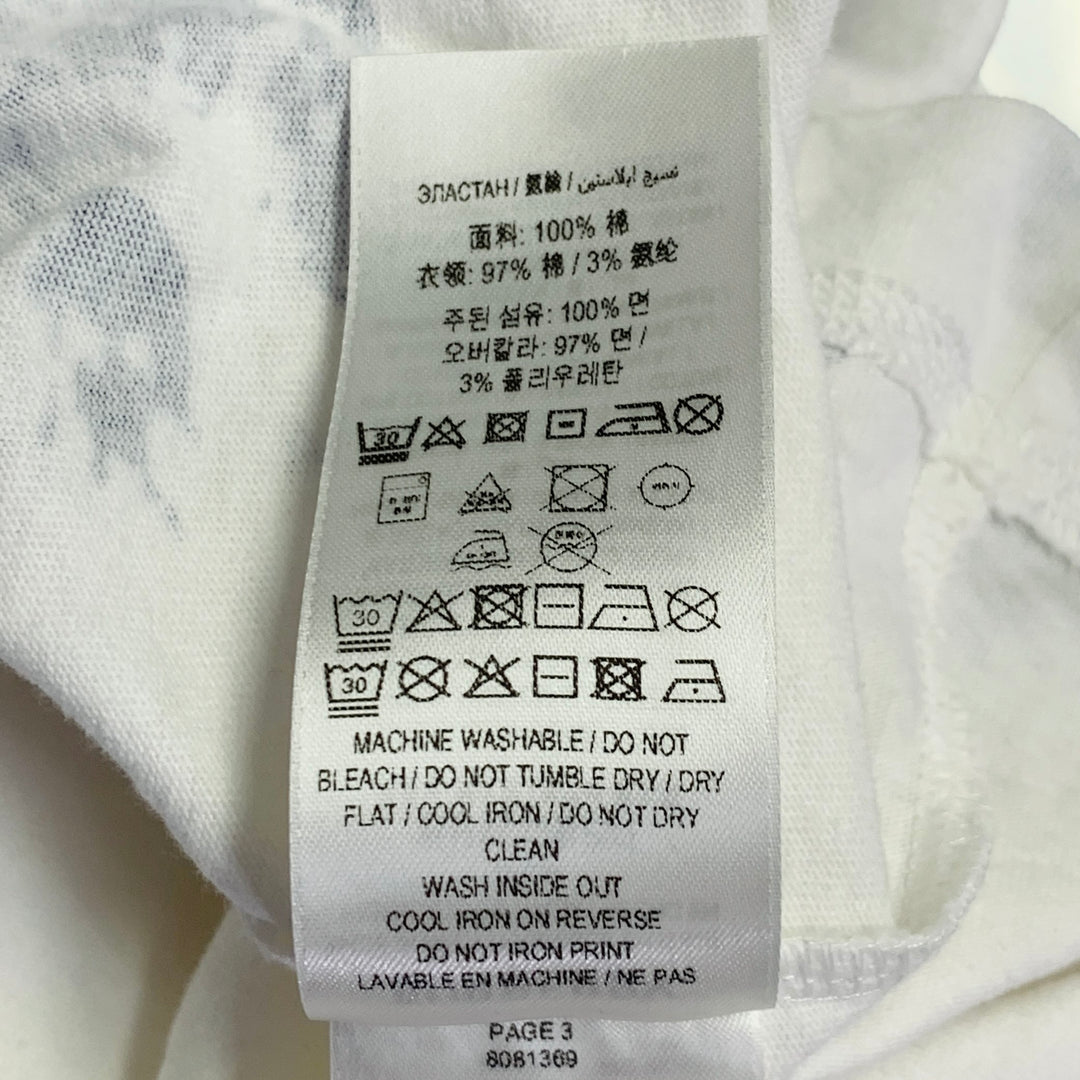 BURBERRY Size L White Blue Logo Print Cotton Blend Short Sleeve T-shirt
