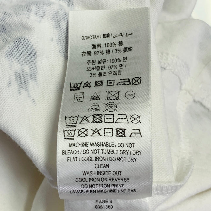 BURBERRY Size L White Blue Logo Print Cotton Blend Short Sleeve T-shirt