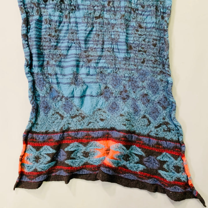 KAPITAL Blue Multi Color Abstract Wool Scarf
