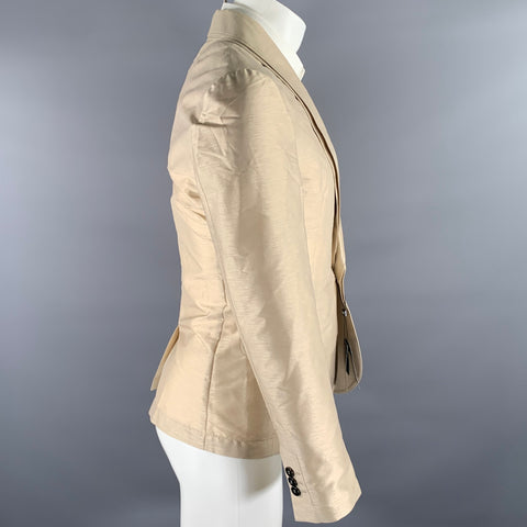 EMPORIO ARMANI Size 36 Gold Polyester Silk Shawl Lapel Sport Coat