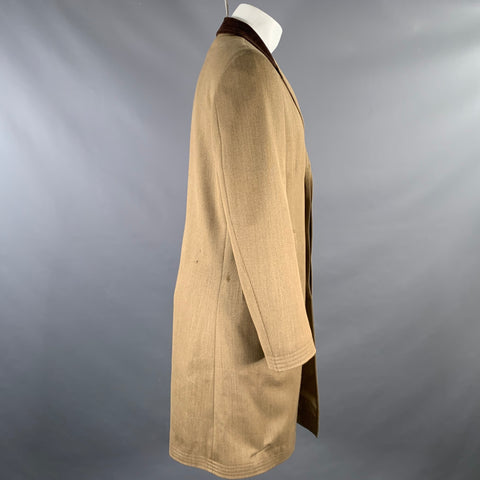J. PETERMAN COMPANY Size M Tan Brown Twill Wool Evening Coat
