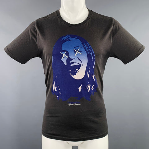 HYSTERIC GLAMOUR Size M Black Blue Print Cotton T-shirt
