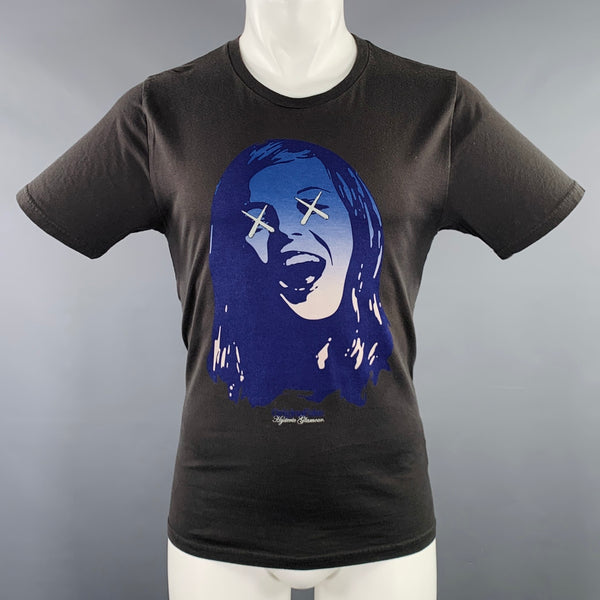 HYSTERIC GLAMOUR Size M Black Blue Print Cotton T-shirt – Sui
