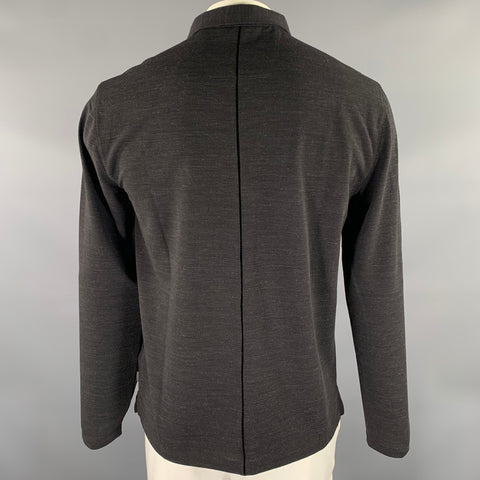 JOHN VARVATOS Size L Black Heather Wool Blend Long Polo