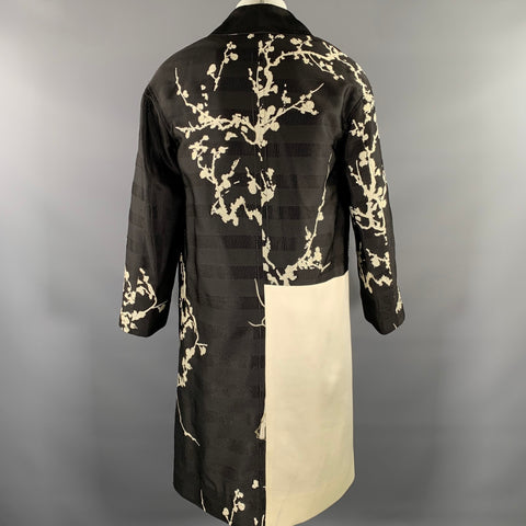 HAIDER ACKERMANN Black White Blossom Shawl Collar Coat