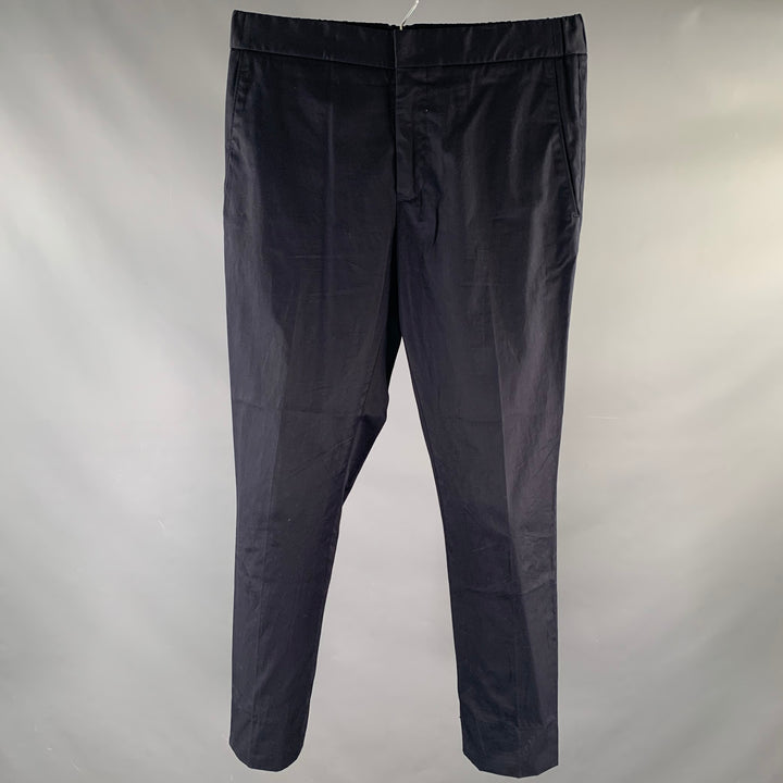 LORO PIANA Size S Navy Solid Cotton Zip Fly Casual Pants