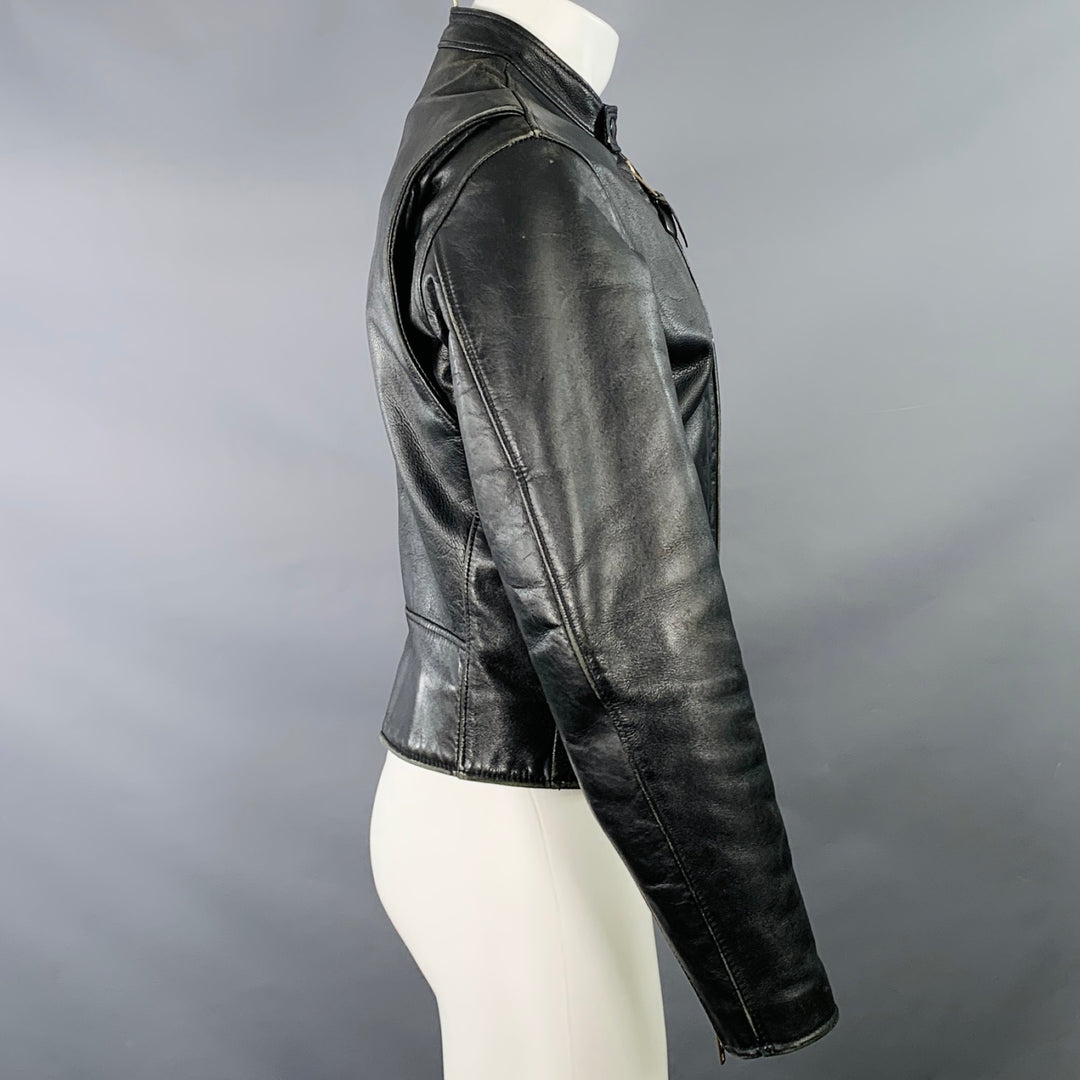 MR. S LEATHER Size 38 Black Leather Motorcycle Zip Up Jacket