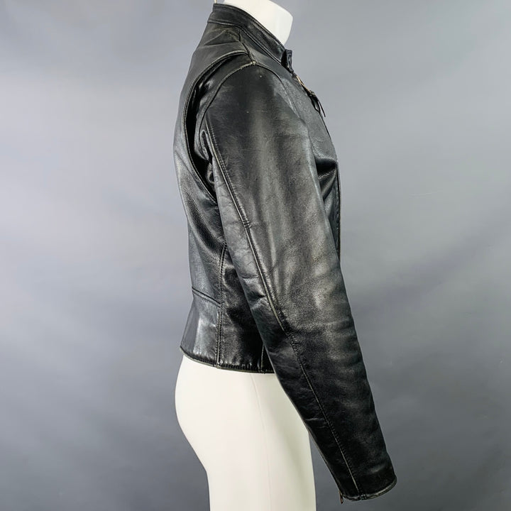 MR. S LEATHER Size 38 Black Leather Motorcycle Zip Up Jacket