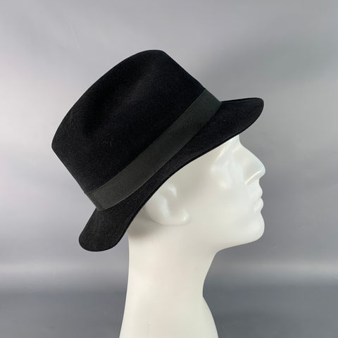 CHAPEAU FLECHET Vintage Size M Black Felt Fedora Hat