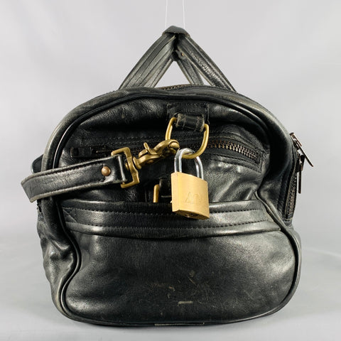 Sac de voyage JOHNSON LEATHERS en cuir matelassé noir