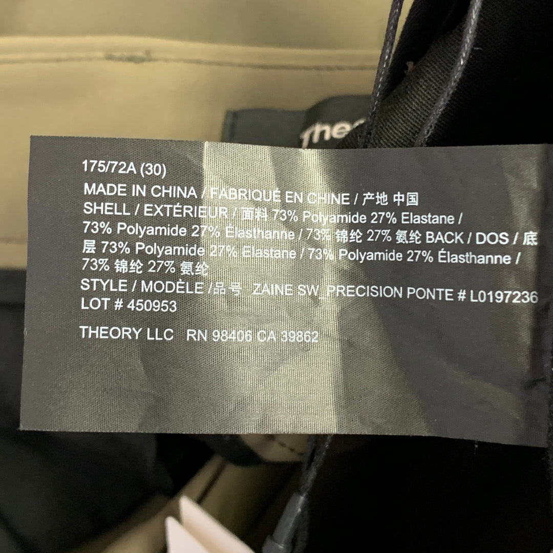 THEORY Size 30 Zaine Brown Taupe Polyamide Blend Flat Front Slim Tapered Casual Pants