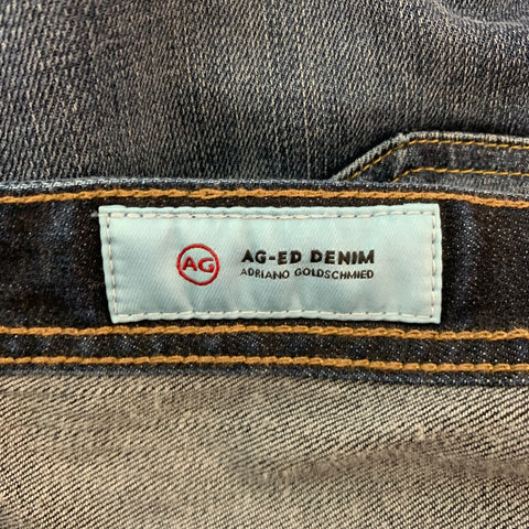 ADRIANO GOLDSCHMIED Size 33 Blue Washed Cotton Polyurethane Slim Jeans
