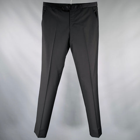 Pantalon LANVIN en Laine Mohair Noir à Fermeture Éclair, Taille 30