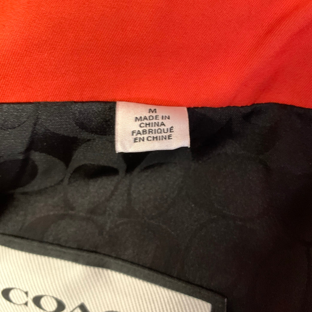 COACH Size M Orange Cotton / Polyester Leather Trim Double Breasted Trench Coat