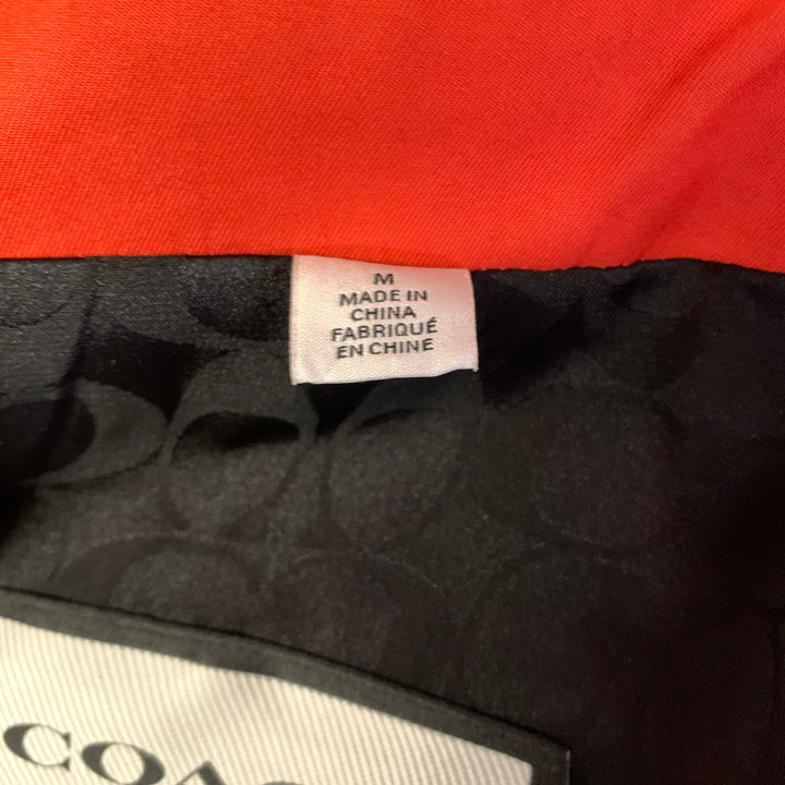 COACH Size M Orange Cotton / Polyester Leather Trim Double Breasted Trench Coat