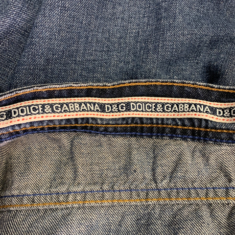D&G by DOLCE & GABBANA Size 35 Blue Contrast Stitch Cotton Skinny Low Rise Jeans