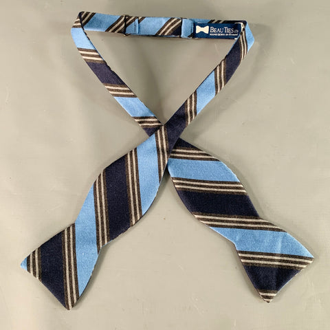 BEAU TIES LTD. Blue Navy Charcoal Diagonal Stripe Bow Tie