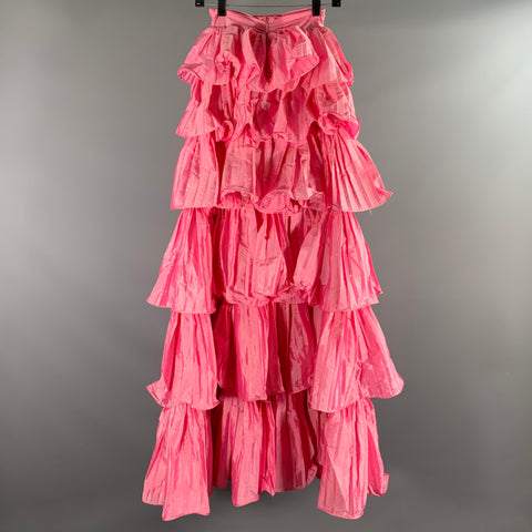 PORTIA & SCARLETT Size XS Pink Polyester Ruffled Maxi Skirt