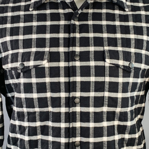 ASPESI Size M Black White Checkered Cotton Shirt Jacket