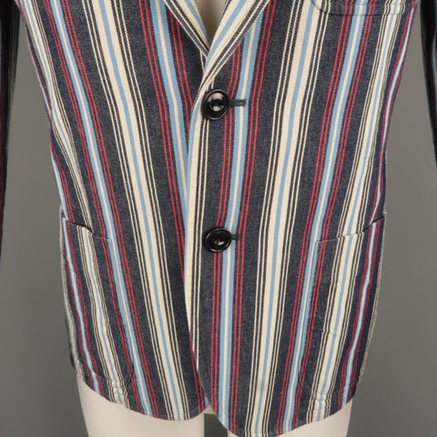 The Stylist Japan Size XS Red White & Blue Stripe Cotton Notch Lapel Sport Coat
