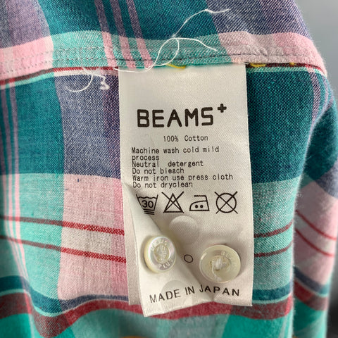 BEAMS Size L Multi-Color Madras Cotton One pocket Long Sleeve Shirt
