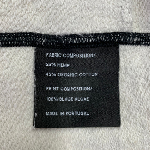 VOLLEBAK Size L Grey White Contrast Trim Cotton Hemp Hoodie Sweatshirt