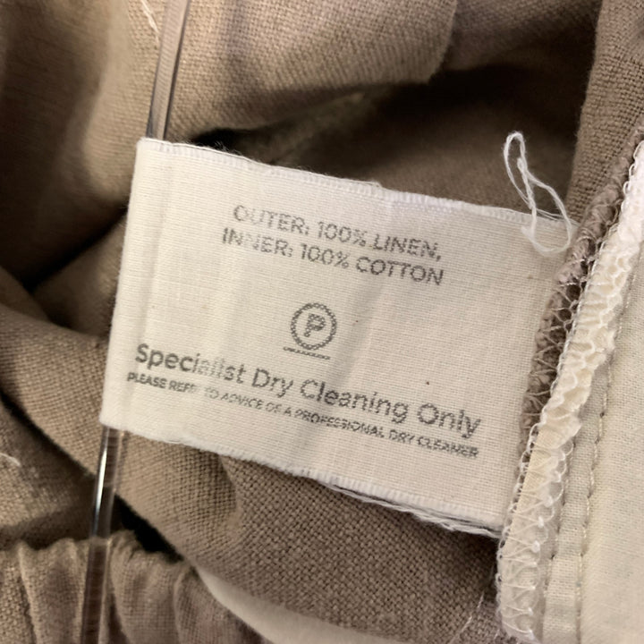 BY WALID Size S Khaki Woven Linen Elastic Waistband Shorts