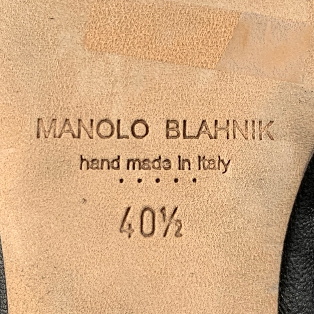 MANOLO BLAHNIK Size 10.5 Black Suede Pointed Toe Flats