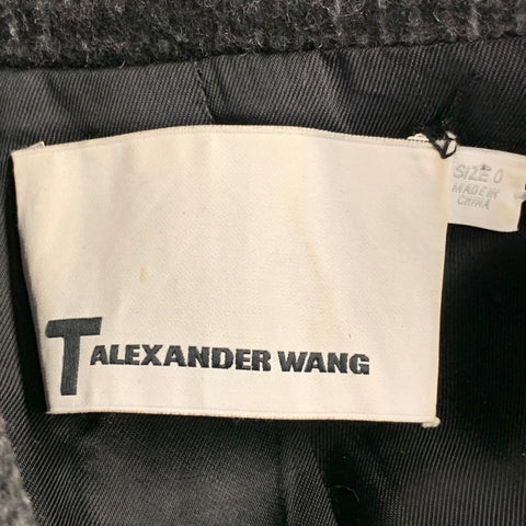 ALEXANDER WANG Size 0 Grey Black White Wool Blend Plaid Jacket