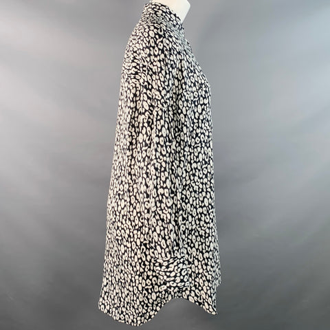 IRO Size 4 Black White Rayon Animal Print Two Pockets Shirt
