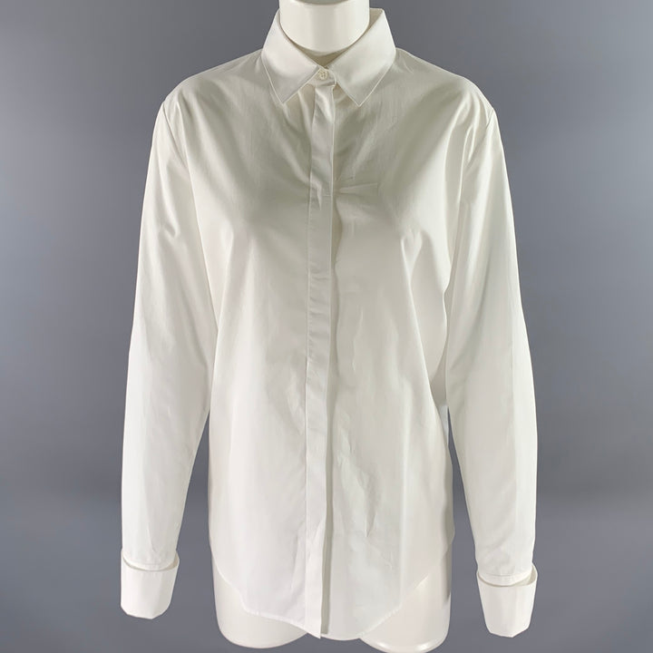 THE ROW Size 12 White Cotton Dress Shirt