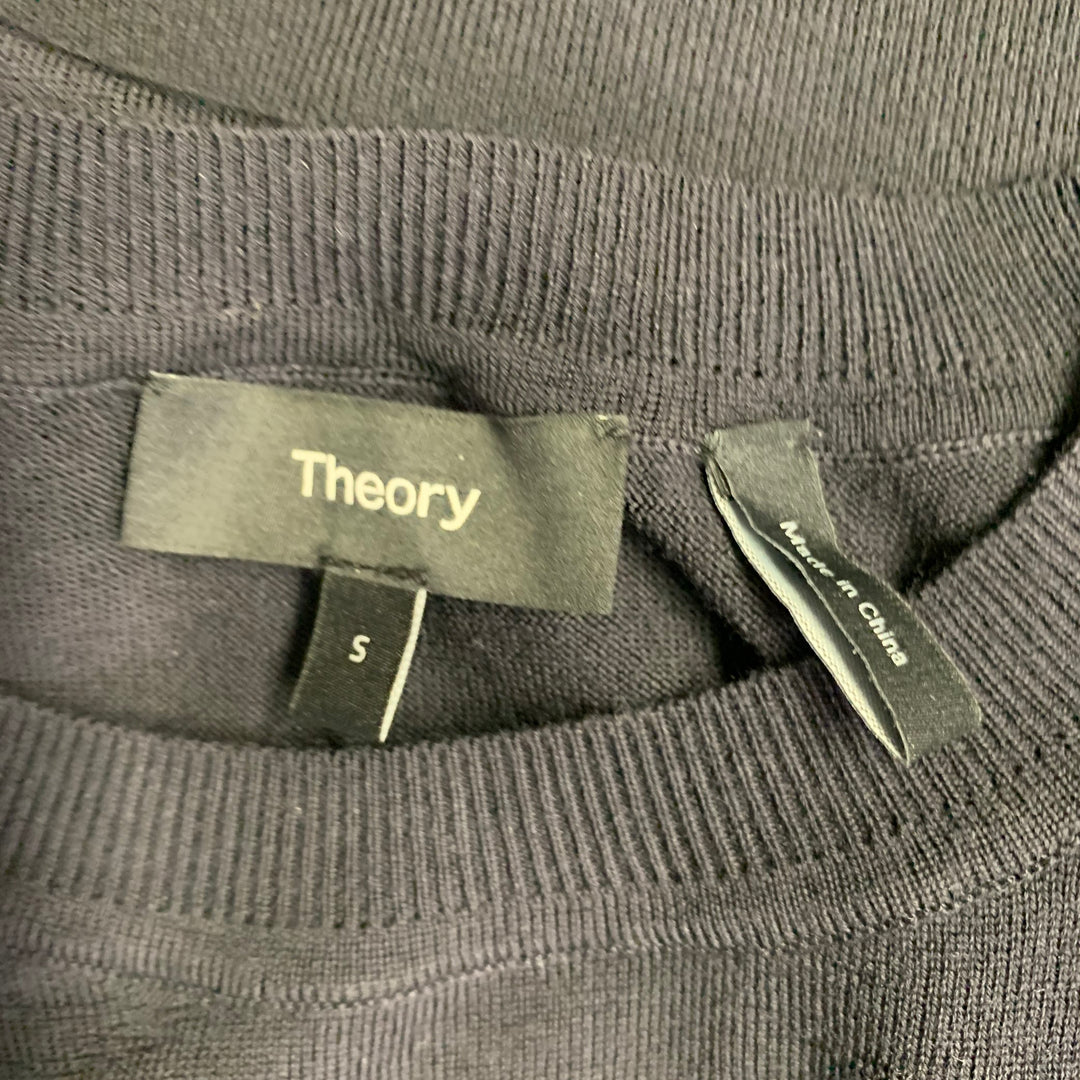 THEORY Size S Navy Wool Jersey Long Sleeve Crew Neck Pullover