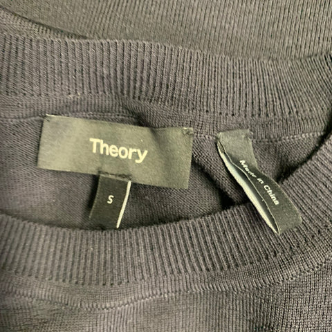 THEORY Size S Navy Wool Jersey Long Sleeve Crew Neck Pullover