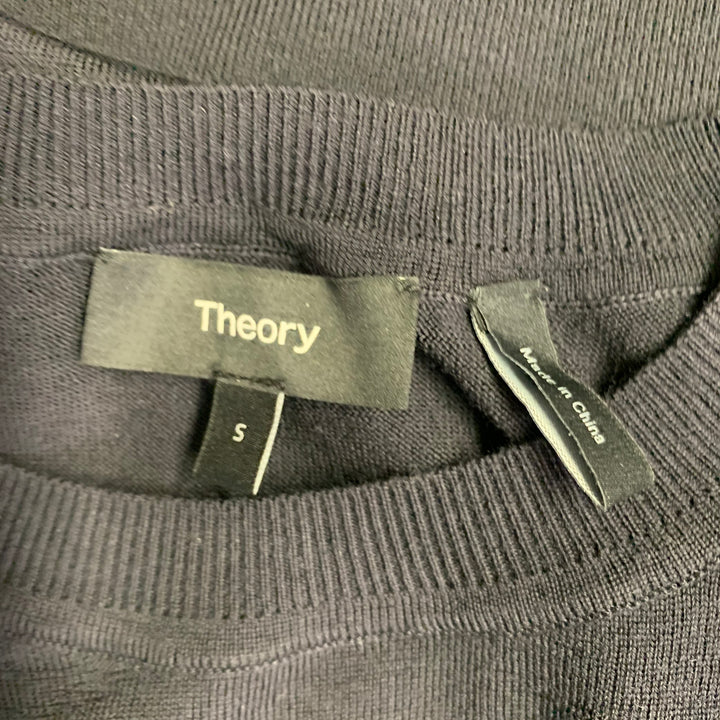 THEORY Size S Navy Wool Jersey Long Sleeve Crew Neck Pullover