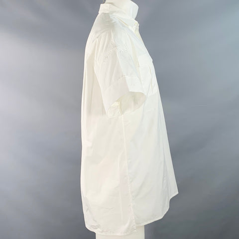 VALENTINO Size M White Cotton Pullover Two Pockets Oversized Short Sleeve Shirt
