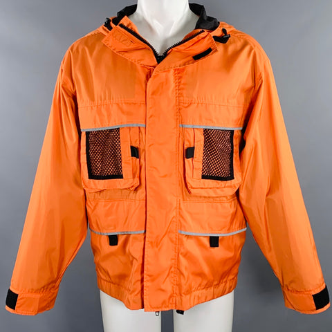 Veste coupe-vent C2H4 taille S sans rembourrage orange et noire en tissus mélangés de polyester