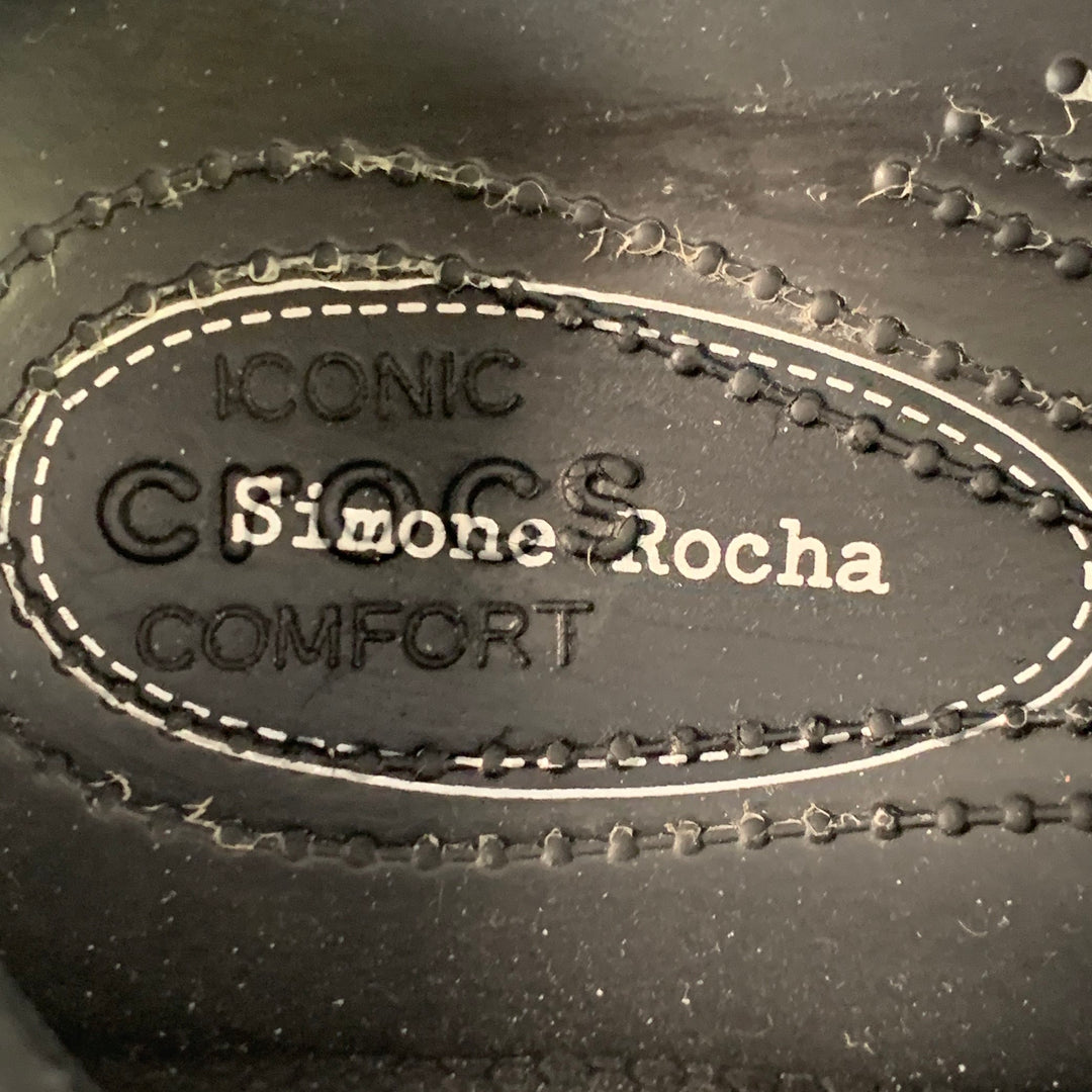 SIMONE ROCHA Size 10 Black Studded Embellishment Rubber Slip On Clogs Loafers