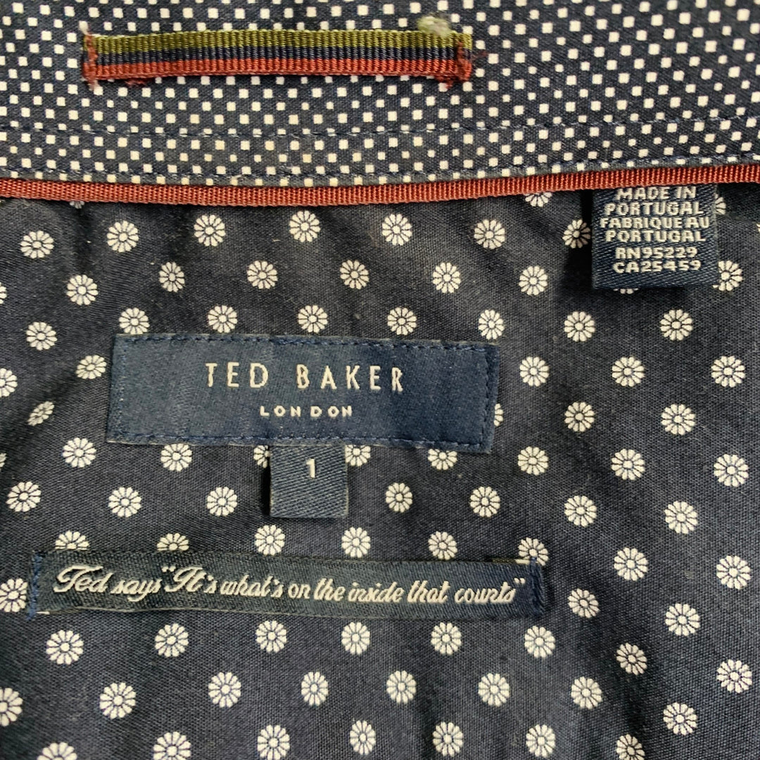TED BAKER Size XS Lliam Black Red Abstract Floral Cotton Short Sleeve Shirt
