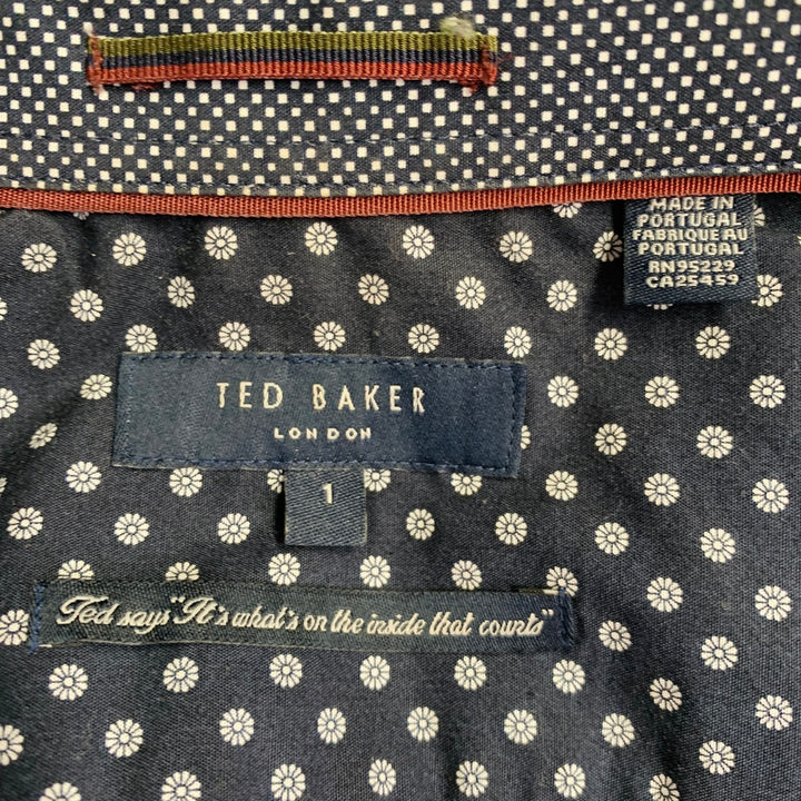 TED BAKER Size XS Lliam Black Red Abstract Floral Cotton Short Sleeve Shirt