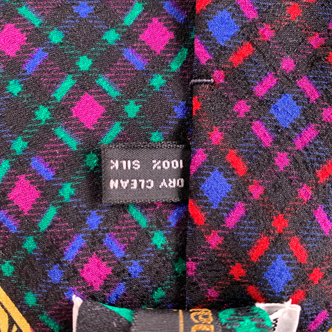 GIANNI VERSACE Black Multi Color Diamond Silk Tie