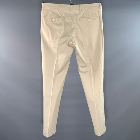 PRADA Size 32 Cream Solid Cotton Button Fly Dress Pants