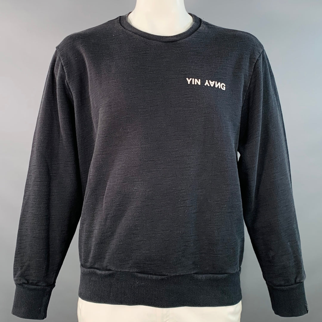 RAG & BONE Size XXL Yin Yang Black White Print Cotton Crew Neck Sweatshirt