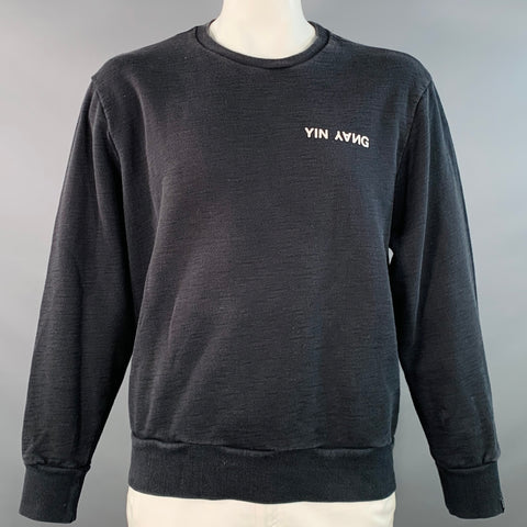 RAG & BONE Size XXL Yin Yang Black White Print Cotton Crew Neck Sweatshirt