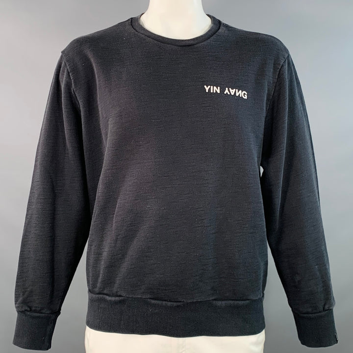 RAG & BONE Size XXL Yin Yang Black White Print Cotton Crew Neck Sweatshirt