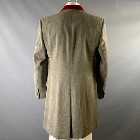 PAUL SMITH Size 44 Green Burgundy Heather Wool Notch Lapel Coat