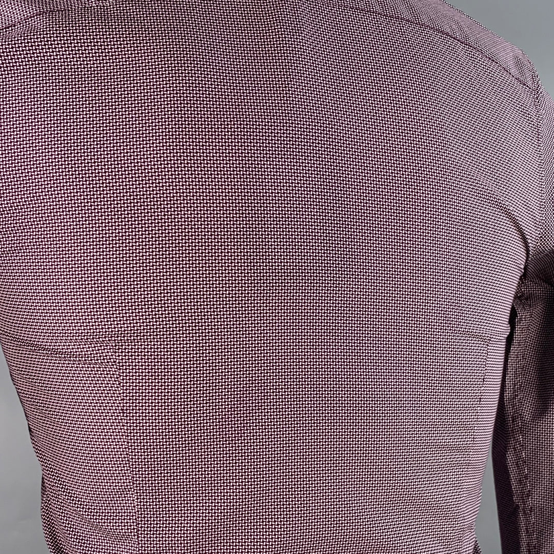 TED BAKER Size XS Femme Purple White Geometric Cotton Spread Collar Long Sleeve Shirt