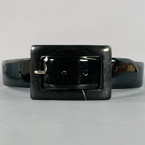 RALPH LAUREN COLLECTION Size S Black Patent Leather Covered Buckle Belt
