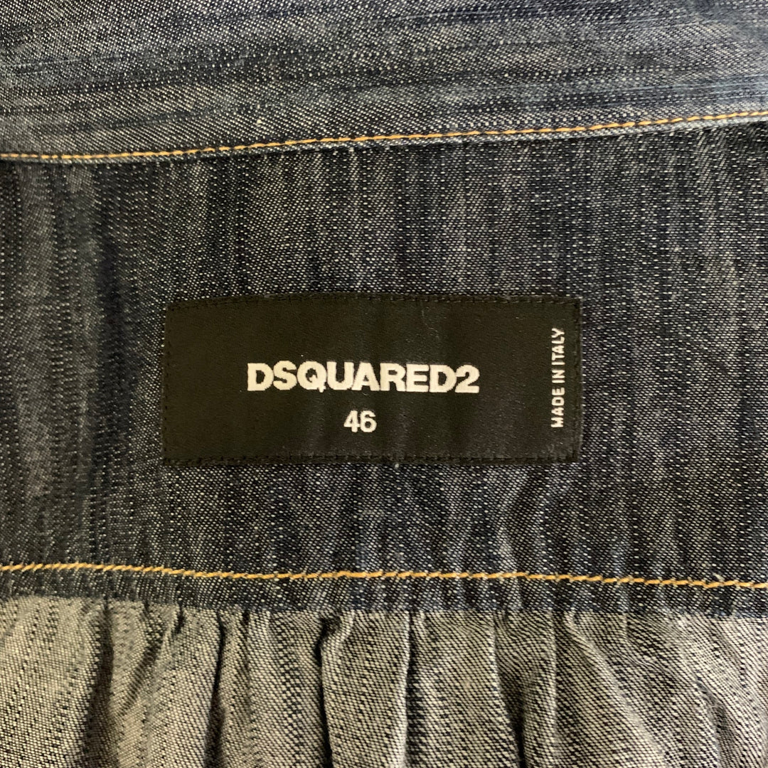 DSQUARED2 Size XS Indigo Embroidery Denim Button Up Long Sleeve Shirt