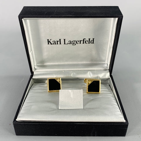 KARL LAGERFELD Gold Black Cuff Links
