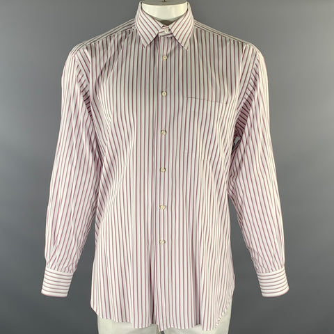 ERMENEGILDO ZEGNA Size XL White Purple Blue Stripe Cotton Pointed Collar Long Sleeve Shirt – Sui Generis Designer Consignment